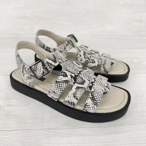MARKS & Spencer Strappy Fisherman Sandals Women US 10 UK 7.5 Snake Print Leather